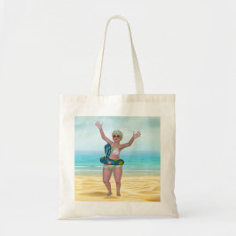 Beach Tote Bag med Funny Bathing Beauty Tygkasse