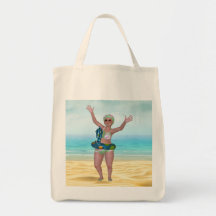 Beach Tote Bag med Funny Bathing Beauty