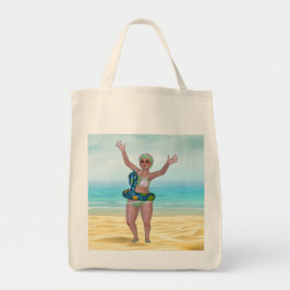 Beach Tote Bag med Funny Bathing Beauty Tygkasse