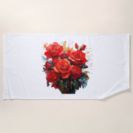Beach Towel - Röd ros Artwork