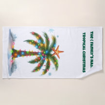 Beach Towel-Tropical Christmas Beach Towel