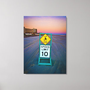 Beach Traffic Signs on Daytona Beach at Dawn II Canvastryck