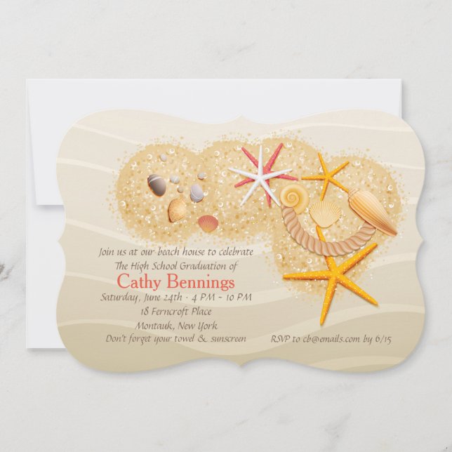 Beach Treasures Studenten Beach Party-inbjudan Inbjudningar (Framsida)
