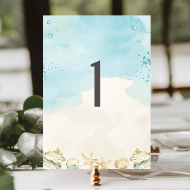 Beach Tropical Coastal Destination Wedding Bordsnummer (Skapare uppladdad)