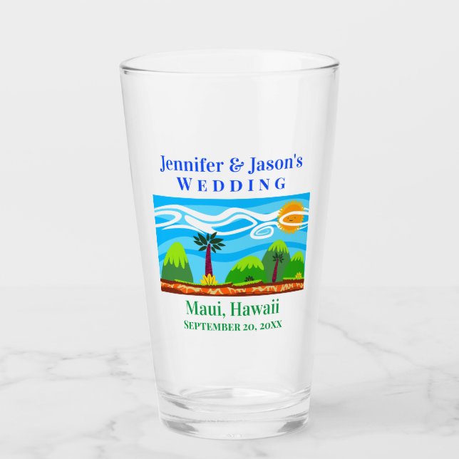Beach Tropical Destination Wedding Hawaii Pint Glaskopp (Framsida)