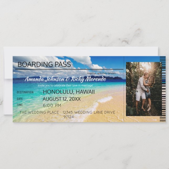 Beach Tropical Destination Wedding med Photo Inbjudningar (Framsida)