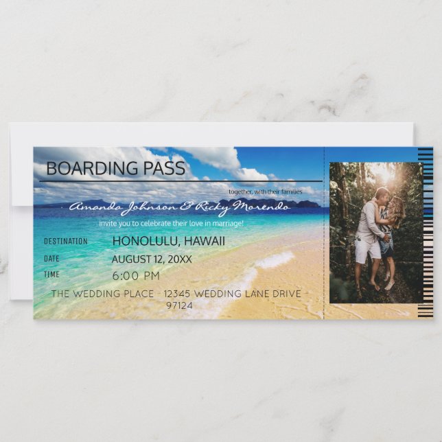 Beach Tropical Destination Wedding med Photo V2 Inbjudningar (Framsida)