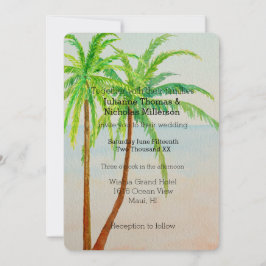 Beach Tropical Handflatan Träd Bröllop Inbjudningar