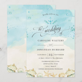 Beach Tropical Nautical Destination Wedding Inbjudningar