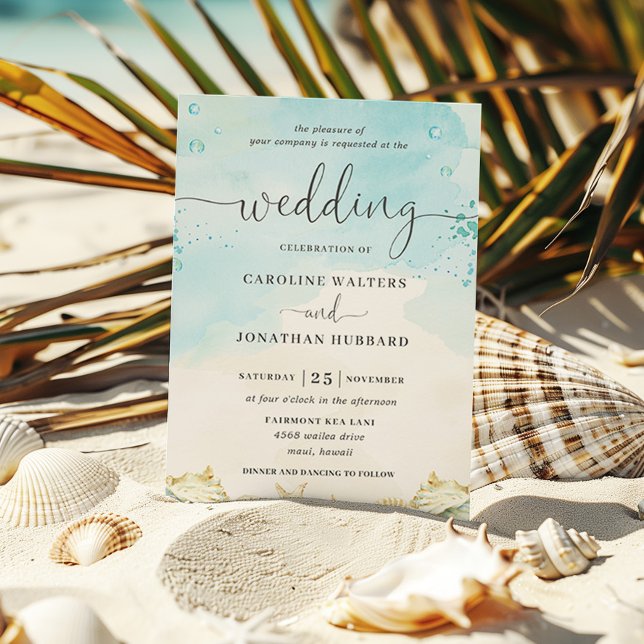 Beach Tropical Nautical Destination Wedding Inbjudningar (Skapare uppladdad)