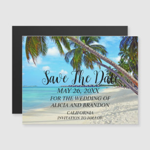 Beach Tropical Ocean Bröllop Modern Vinkara Magnet