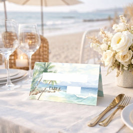 Beach tropical palm trees Place Card Placeringskort