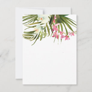 Beach Tropical Rosa White Blommigt Orchids Blank Anteckningskort