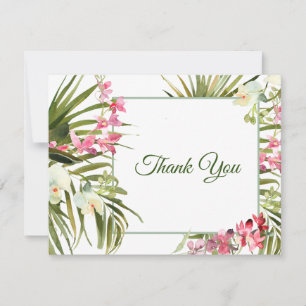 Beach Tropical Rosa White Blommigt Orchids Elegant Tack Kort