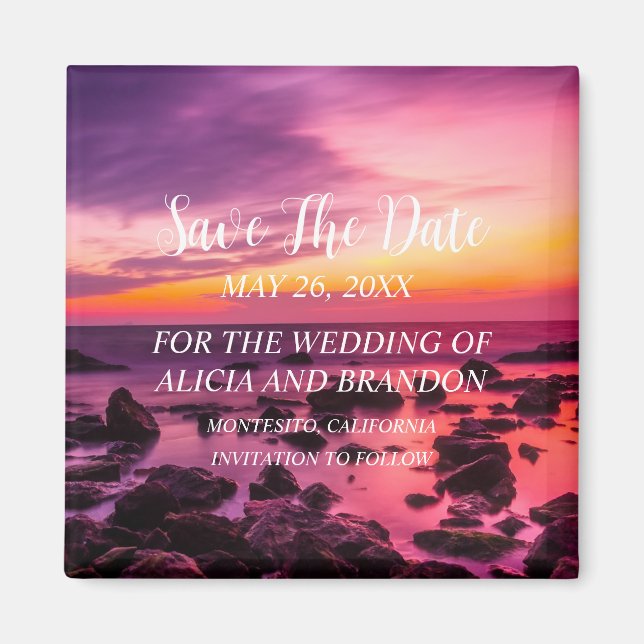 Beach Tropical Sand Bröllop Modern Vågar Magnet (Framsidan)