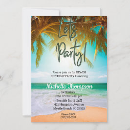 Beach Tropical Scene Party Birthday Firation Inbjudningar