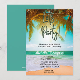 Beach Tropical Scene Party Birthday Firation Inbjudningar