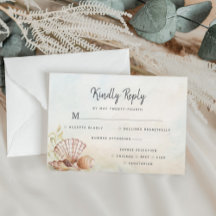 Beach Tropical Seashells Watercolor Bröllop