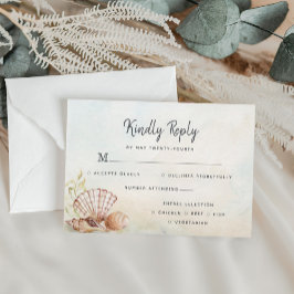 Beach Tropical Seashells Watercolor Bröllop OSA Kort
