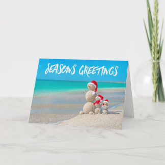Beach Tropical Snögubbe Sand Säsonhälsningars Card Helgkort
