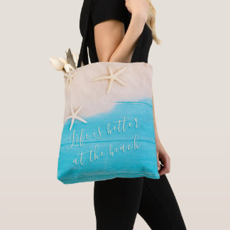 Beach Turcos Wood and starfish Tote Bag Tygkasse