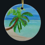 Beach Turquise, handflatan Träd, Ocean Coastal Orn Julgransprydnad Keramik<br><div class="desc">Den här underbara scenen skapades av Susan Lewis från Kukana Quilts med batiktextilier.</div>