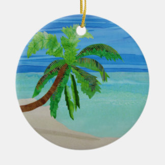 Beach Turquise, handflatan Träd, Ocean Coastal Orn Julgransprydnad Keramik