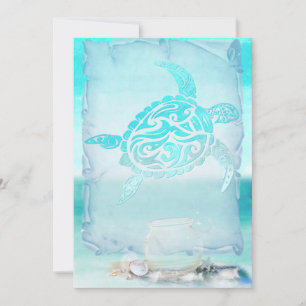 Beach Turtle Watercolor Art Kort
