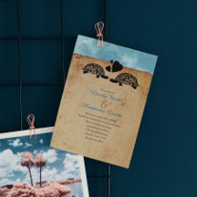 Beach Turtle Whimsical Wedding bjudande