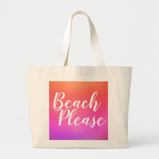 Beach Typography Orange Rosa Ombre Jumbo Tygkasse (Framsidan)