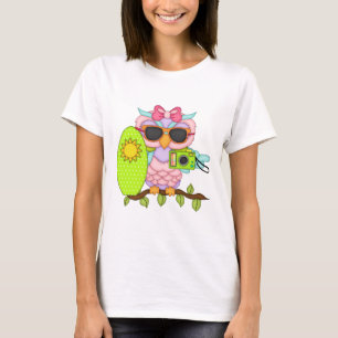 Beach Uggla tecknad roligt t-shirt