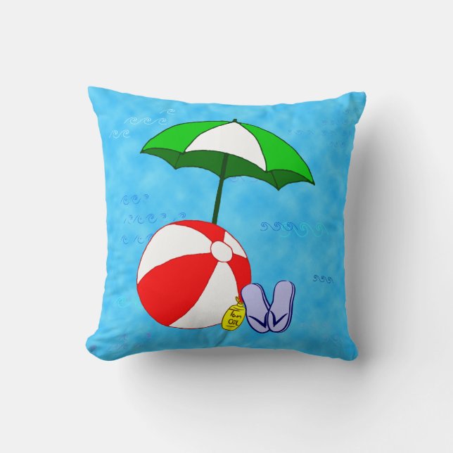 Beach Umbrella och Boll Dekorativ kudde (Framsida)