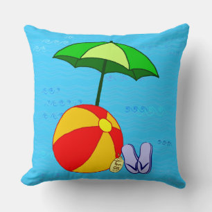 Beach Umbrella och Boll på Vinkarare Dekorativ kud Kudde