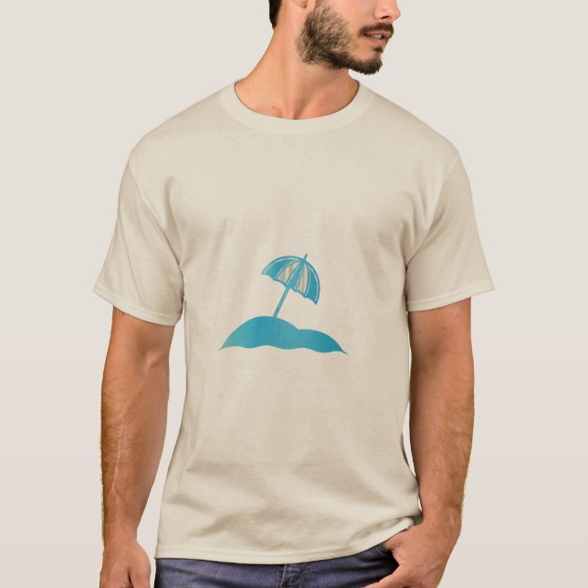 Beach Umbrella Summer Vibes Minimalist T-Shirt (Framsida)