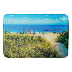 Beach Umbrellas längs Oceanen Badrumsmatta