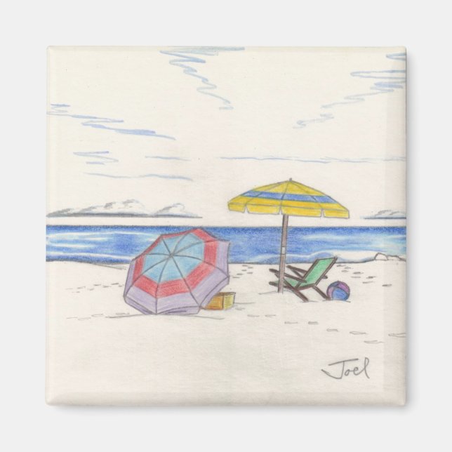 BEACH UMBRELLAS-magnet (kvadrat) Magnet (Framsidan)