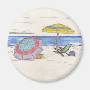BEACH UMBRELLAS-magnet (rund) Magnet