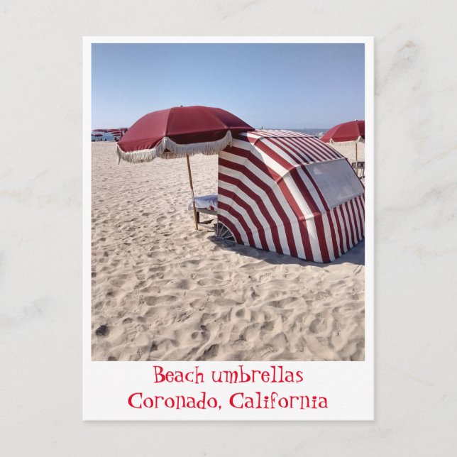 Beach Umbrellas on Coronado Island, Kalifornien Vykort (Framsida)