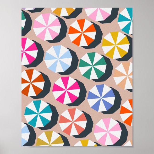 Beach Umbrellas Sommarkusten Poster (Framsidan)