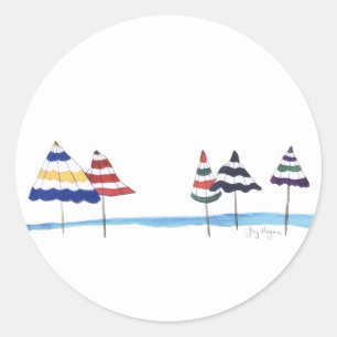 Beach Umbrellas Sticker Runt Klistermärke