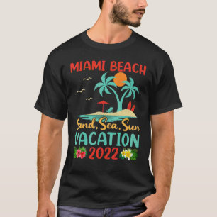 Beach Vacation 2022 Retro Sunset Florida Miami Bea T Shirt