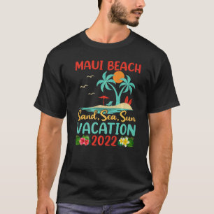Beach Vacation 2022 Retro Sunset Hawaii Maui Beach T Shirt