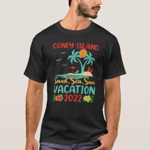 Beach Vacation 2022 Retro Sunset New York Coney is T Shirt