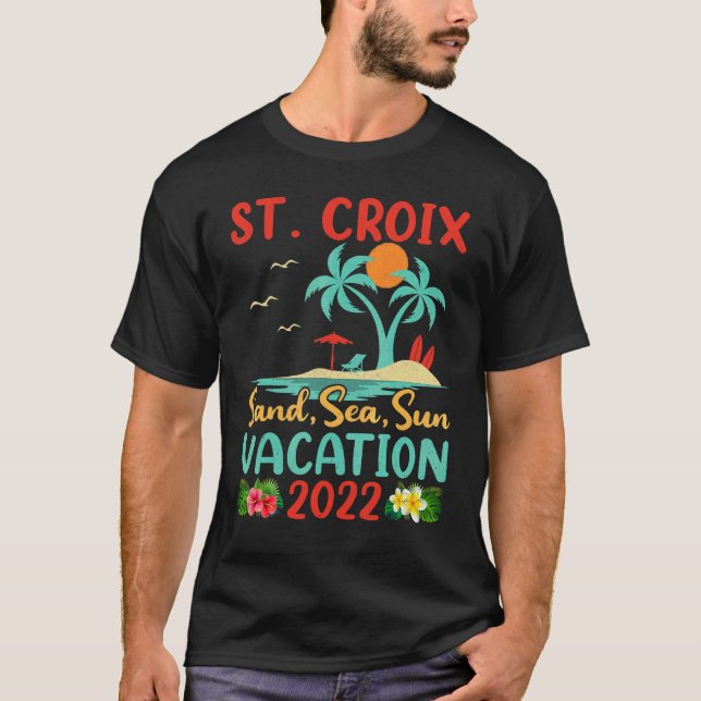 Beach Vacation 2022 Retro Virgin Island St Croix B T Shirt (Framsida)