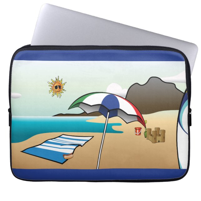 Beach Vacation Mörk blått Laptop sleeve (Framsidan)