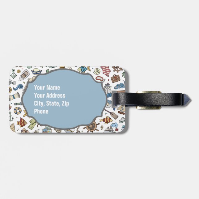 Beach Vacation, Nautiskt Themed Luggage Tag Bagagebricka (Baksida Vågrät)
