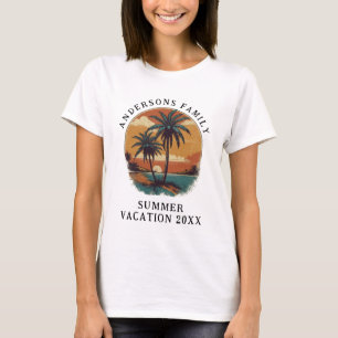 Beach Vacation Tropical Handflatan Träd Family Nam T Shirt