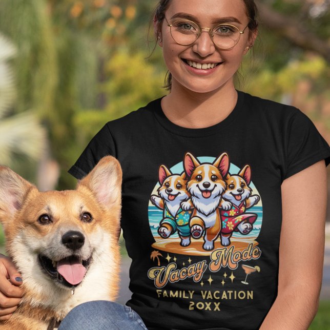 Beach Vacay Mode Funny Corgis Family Vacacation T Shirt (Skapare uppladdad)