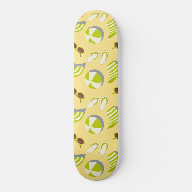 Beach vacay mönster med solglasögon och sol hat mini skateboard bräda 18,5 cm (Framsida)