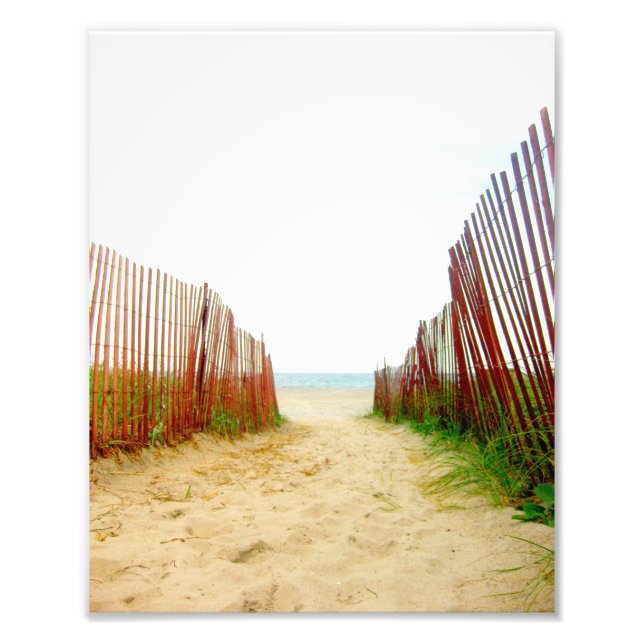 Beach Väg Fence Photo Fototryck (Framsidan)